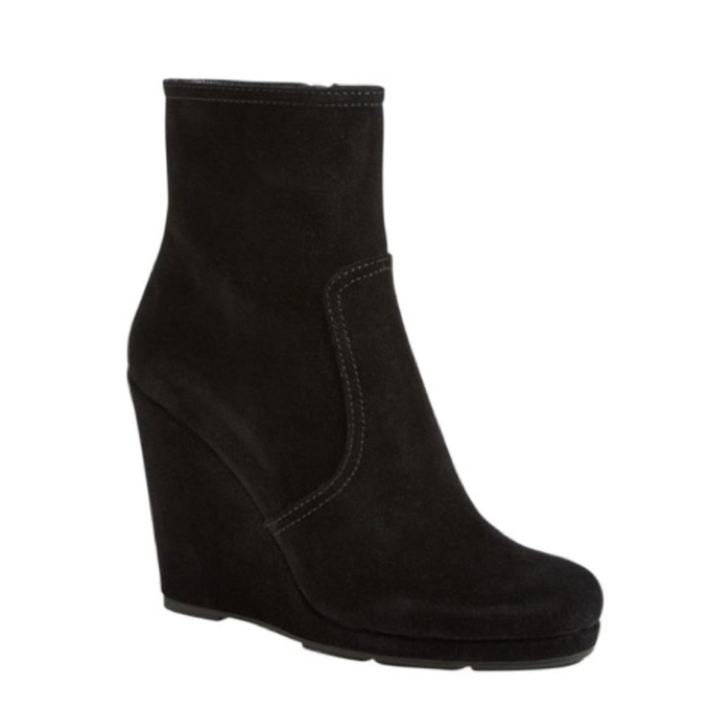 Prada suede wedge ankle boots